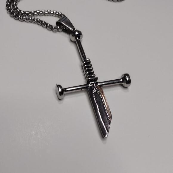 Broken Sword Necklace Viking Knight Crusaders Cross Christmas Birthday Gift NEW! - Picture 5 of 6
